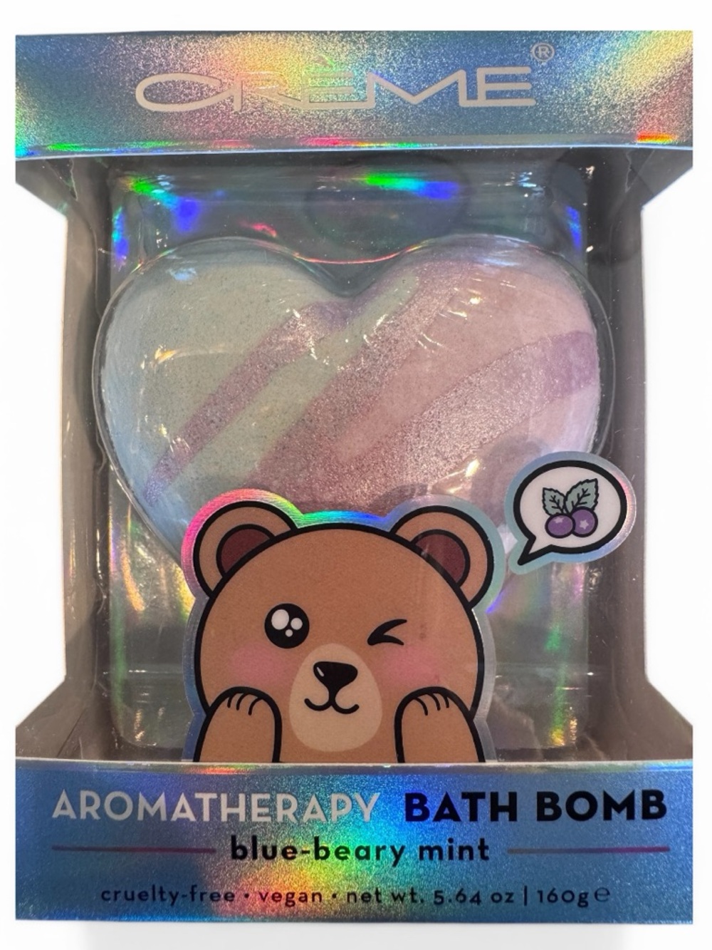 The Crème Shop Blueberry Mint Bath Bomb, Aromatherapy Shea Butter Moisturizing